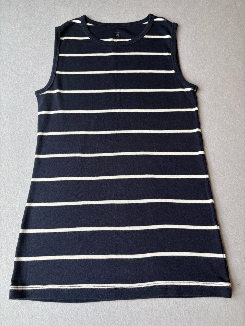 Gap Sleeveless Navy and White Striped Shirt Sz M cotton modal coastal nautical